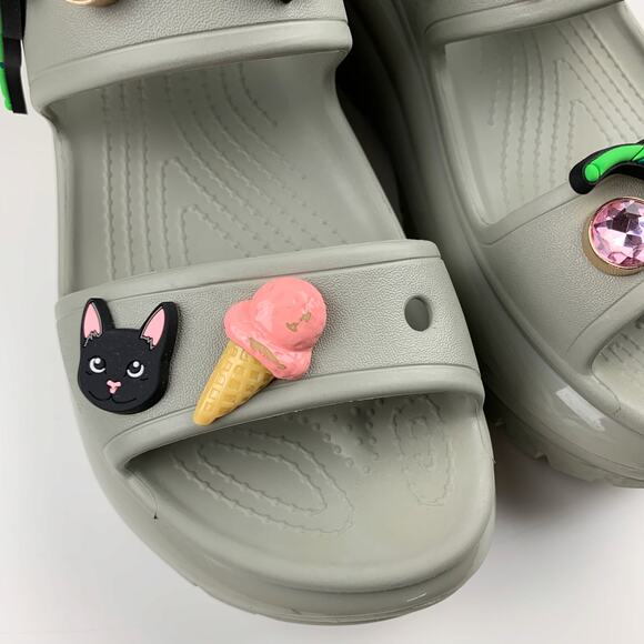 Crocs Classic Mega Crush Sandals Chunky Platform Grey Jibbitz Women's 10 - Picture 3 of 13